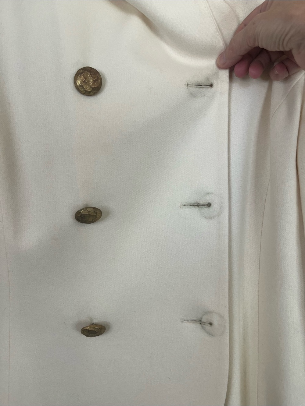 Vintage Pendleton Ivory Wool Double Breasted Blazer Jacket 12 Winter White - Picture 11 of 13